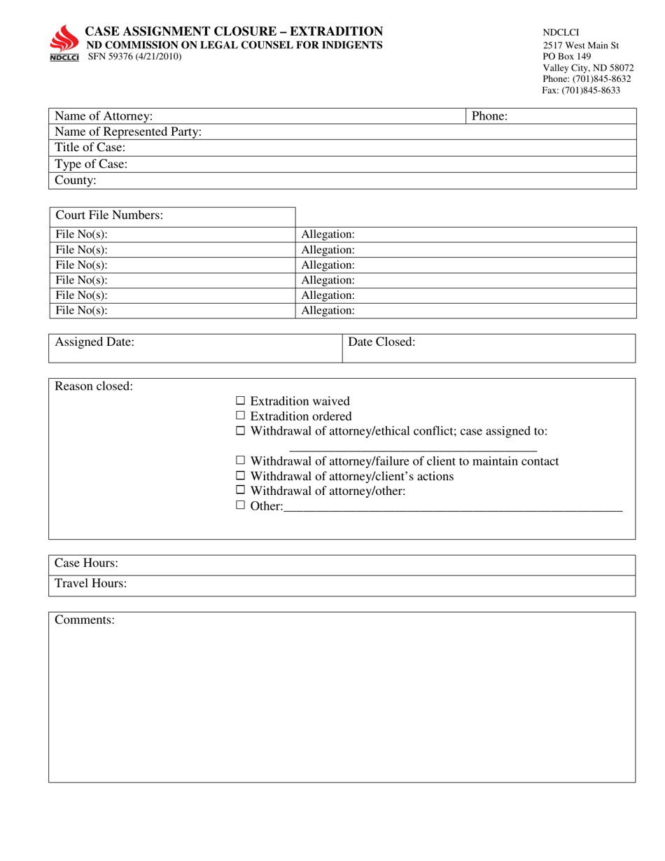 Form SFN59376 - Fill Out, Sign Online and Download Fillable PDF, North ...