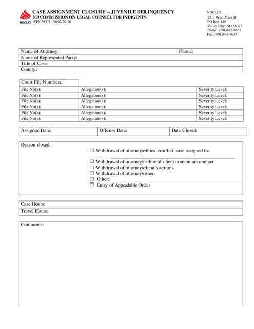 Form SFN59371  Printable Pdf