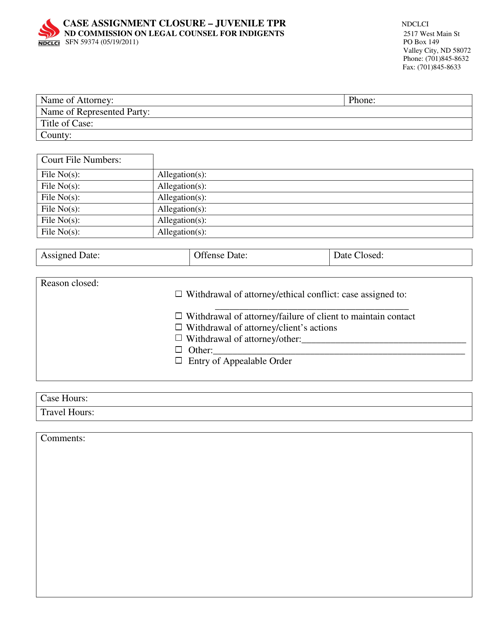 Form SFN59374  Printable Pdf