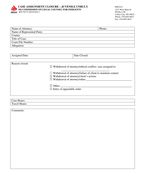 Form SFN59372  Printable Pdf