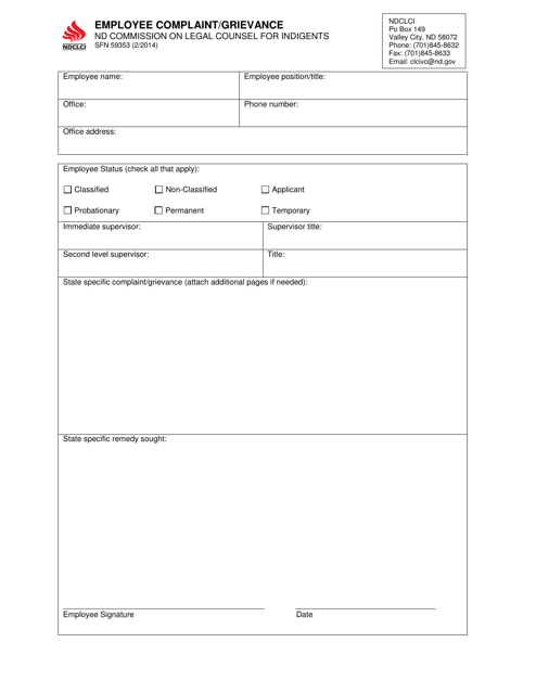 Form SFN59353  Printable Pdf