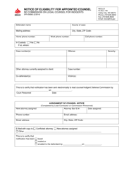 Form SFN59363 &quot;Notice of Eligibility for Appointed Counsel&quot; - North Dakota