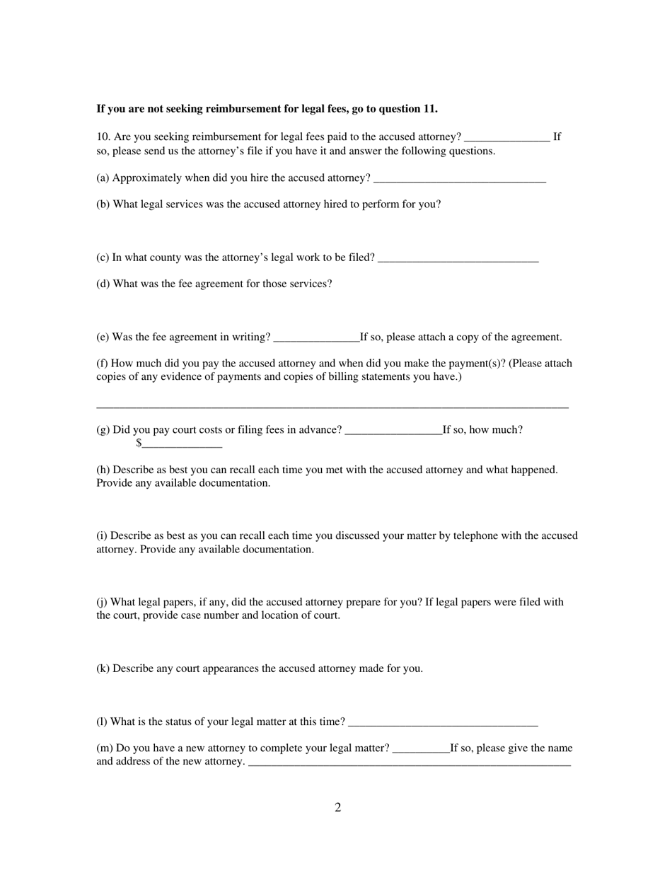 Client Security Fund Application for Reimbursement - North Carolina, Page 2