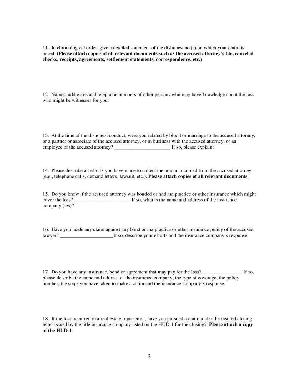 Client Security Fund Application for Reimbursement - North Carolina, Page 3