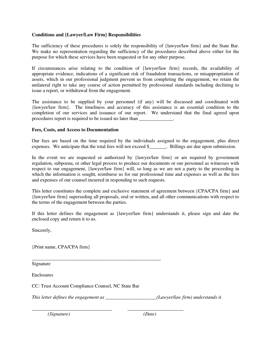 Lawyers Representations Pursuant to CPA Examination of Lawyers Trust Account(S) (Lawyers Representation Form) - North Carolina, Page 4