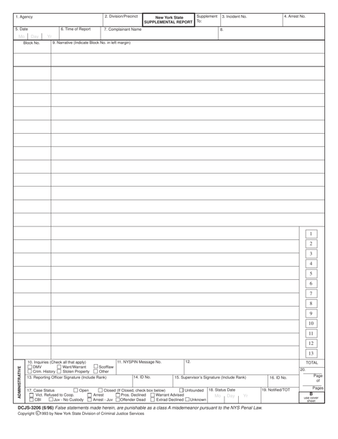 Form DCJS-3206  Printable Pdf