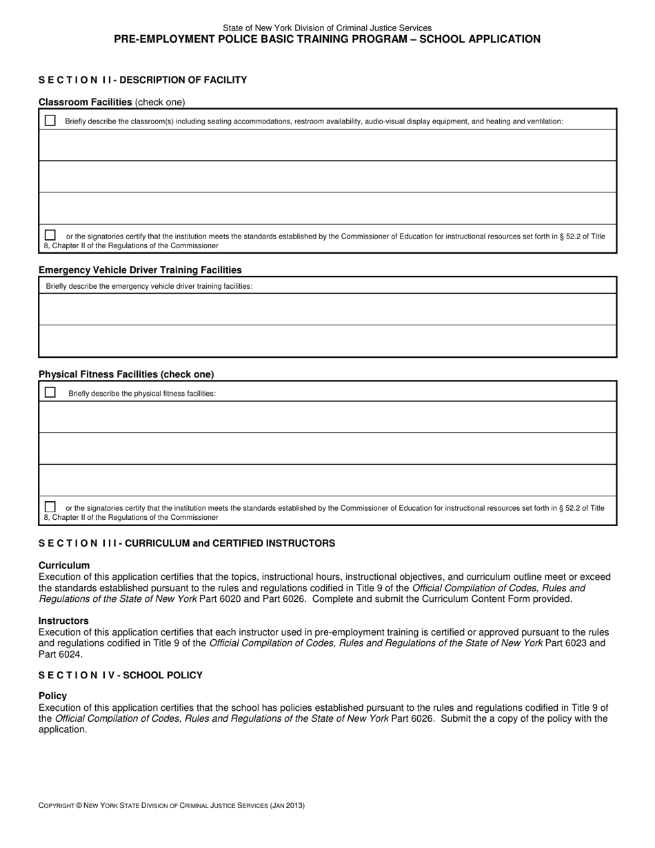 Pre-employment Police Basic Training Program - School Application - New York, Page 4