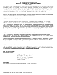 Document preview: Waiver of Peace Officer Training Requirement - New York