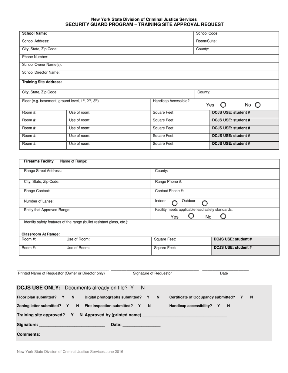 New York Security Guard Program - Training Site Approval Request - Fill ...