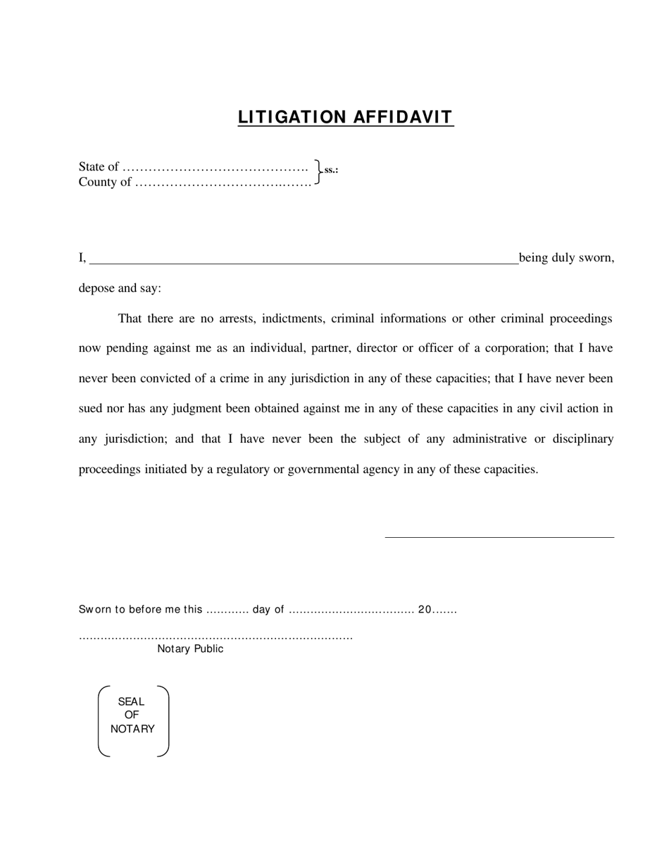 Litigation Affidavit - New York, Page 1