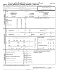 New Hampshire Early Childhood Health Assessment Form - New Hampshire, Page 2