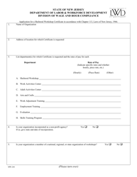 Document preview: Form MW-244 Application for a Sheltered Workshop Certificate - New Jersey