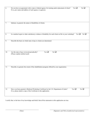 Form MW-244 Application for a Sheltered Workshop Certificate - New Jersey, Page 2