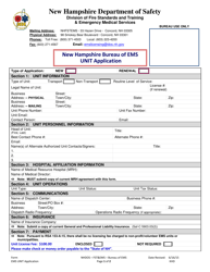 Document preview: EMS Unit Application - New Hampshire