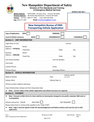 Transporting Vehicle Application - New Hampshire