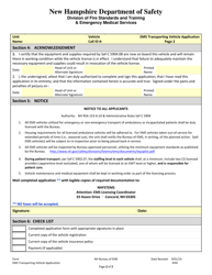 Transporting Vehicle Application - New Hampshire, Page 2