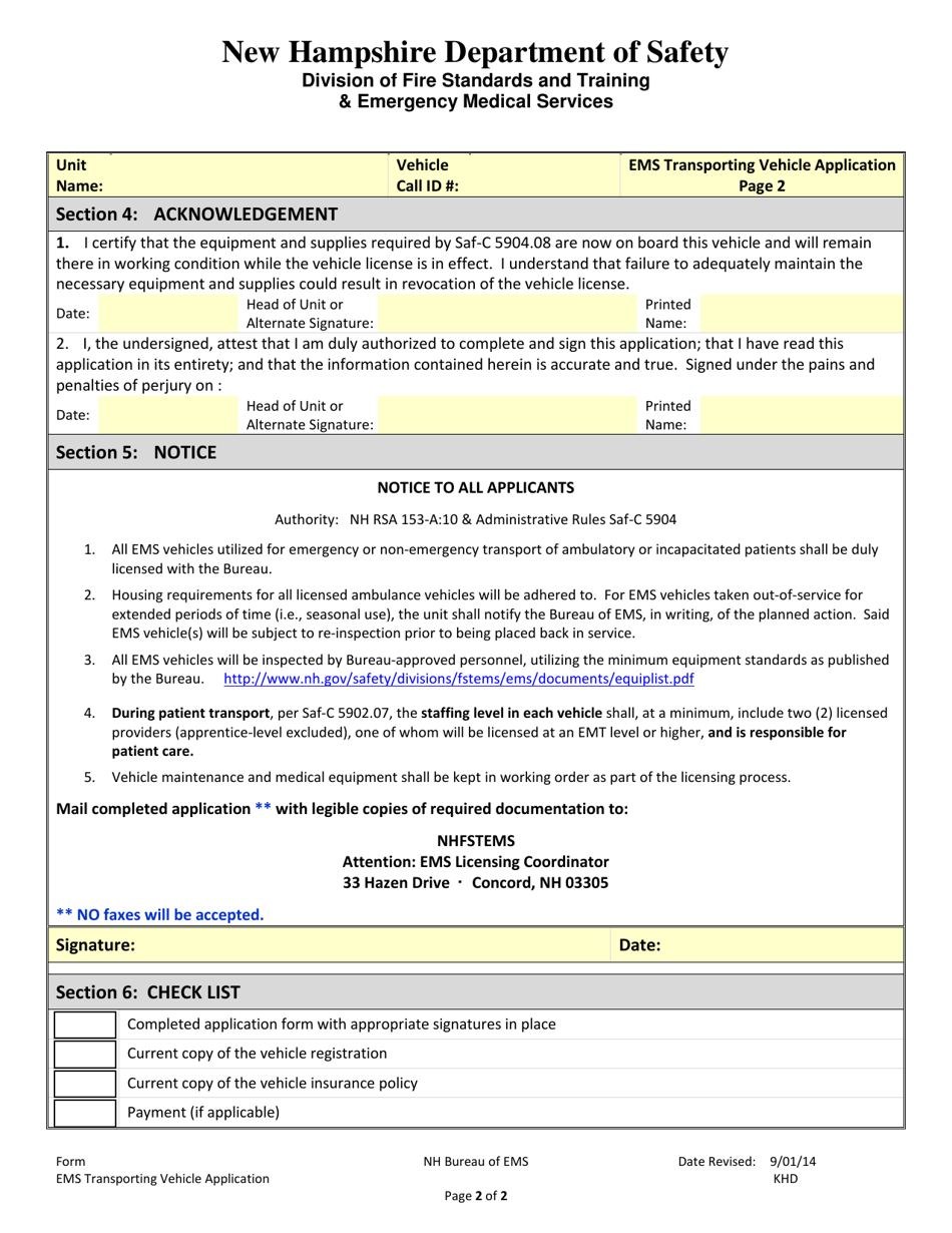 Transporting Vehicle Application - New Hampshire, Page 2