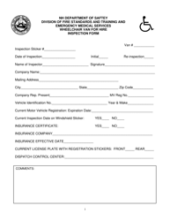 Document preview: EMS Wheelchair Van for Hire Inspection Form - New Hampshire