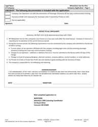 Wheelchair Van-For-Hire Company Application - New Hampshire, Page 2