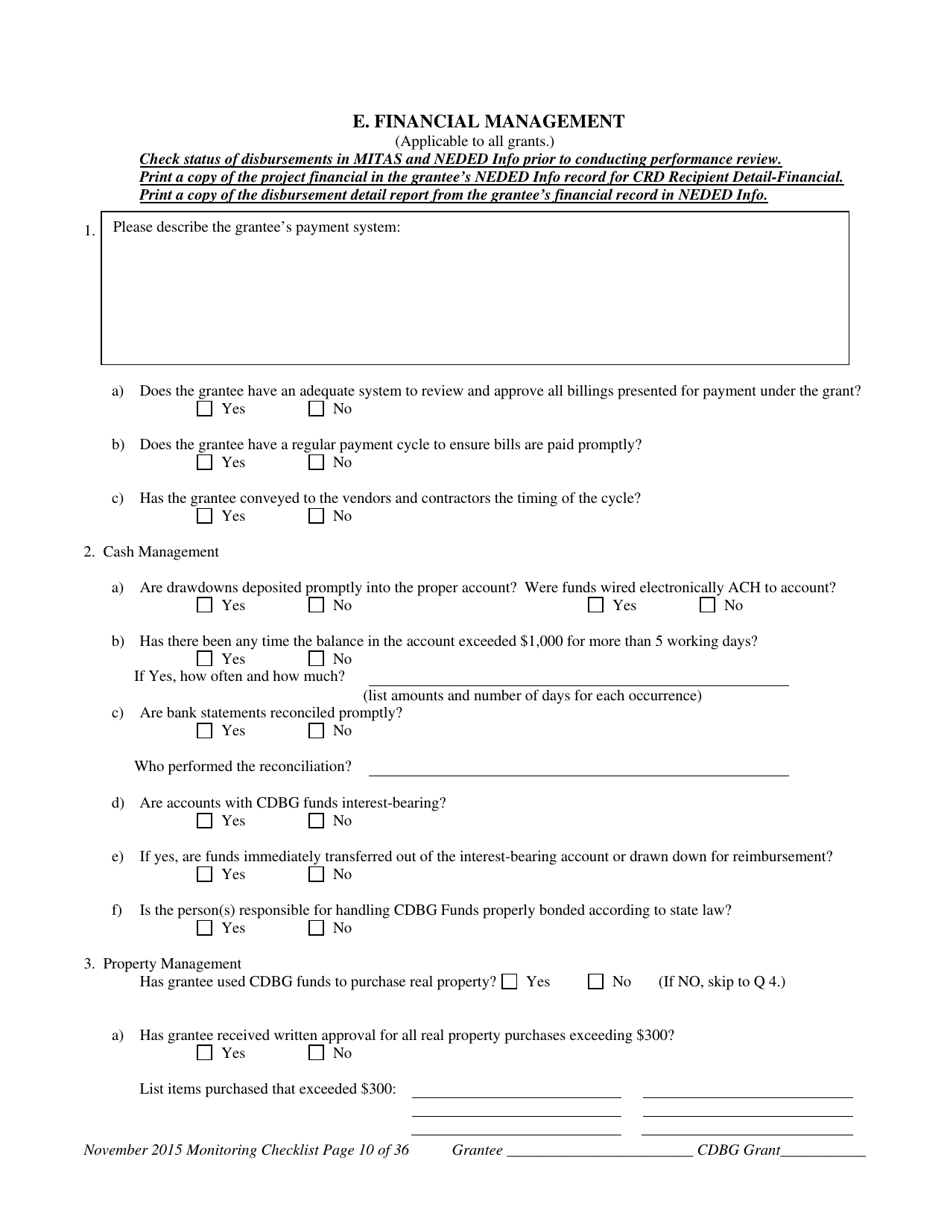 Community Development Block Grant Monitoring Checklist - Nebraska, Page 11