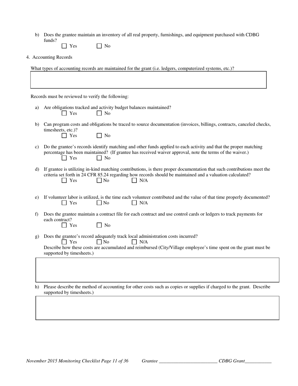 Community Development Block Grant Monitoring Checklist - Nebraska, Page 12
