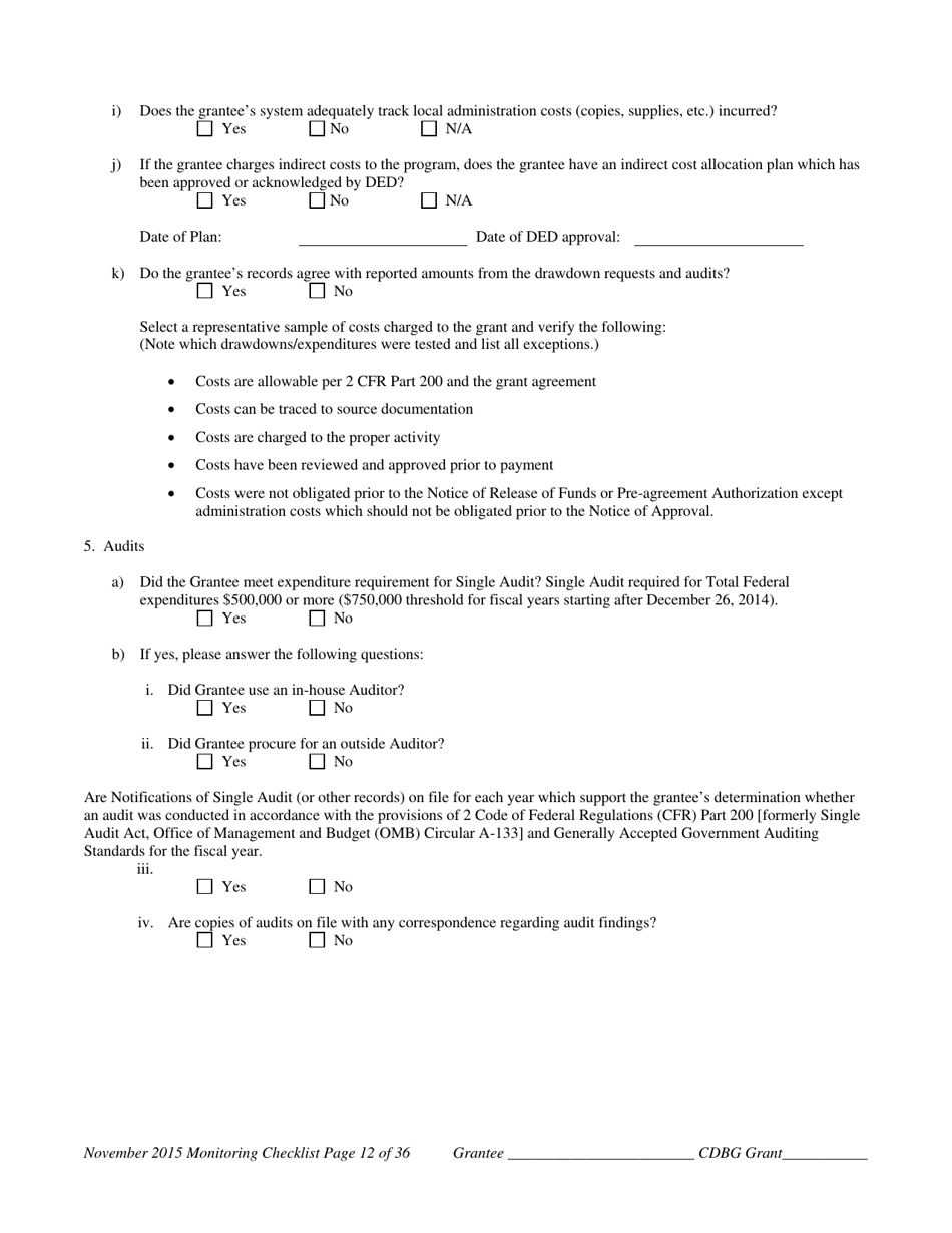 Community Development Block Grant Monitoring Checklist - Nebraska, Page 13