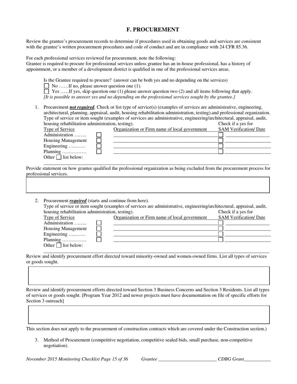 Community Development Block Grant Monitoring Checklist - Nebraska, Page 16