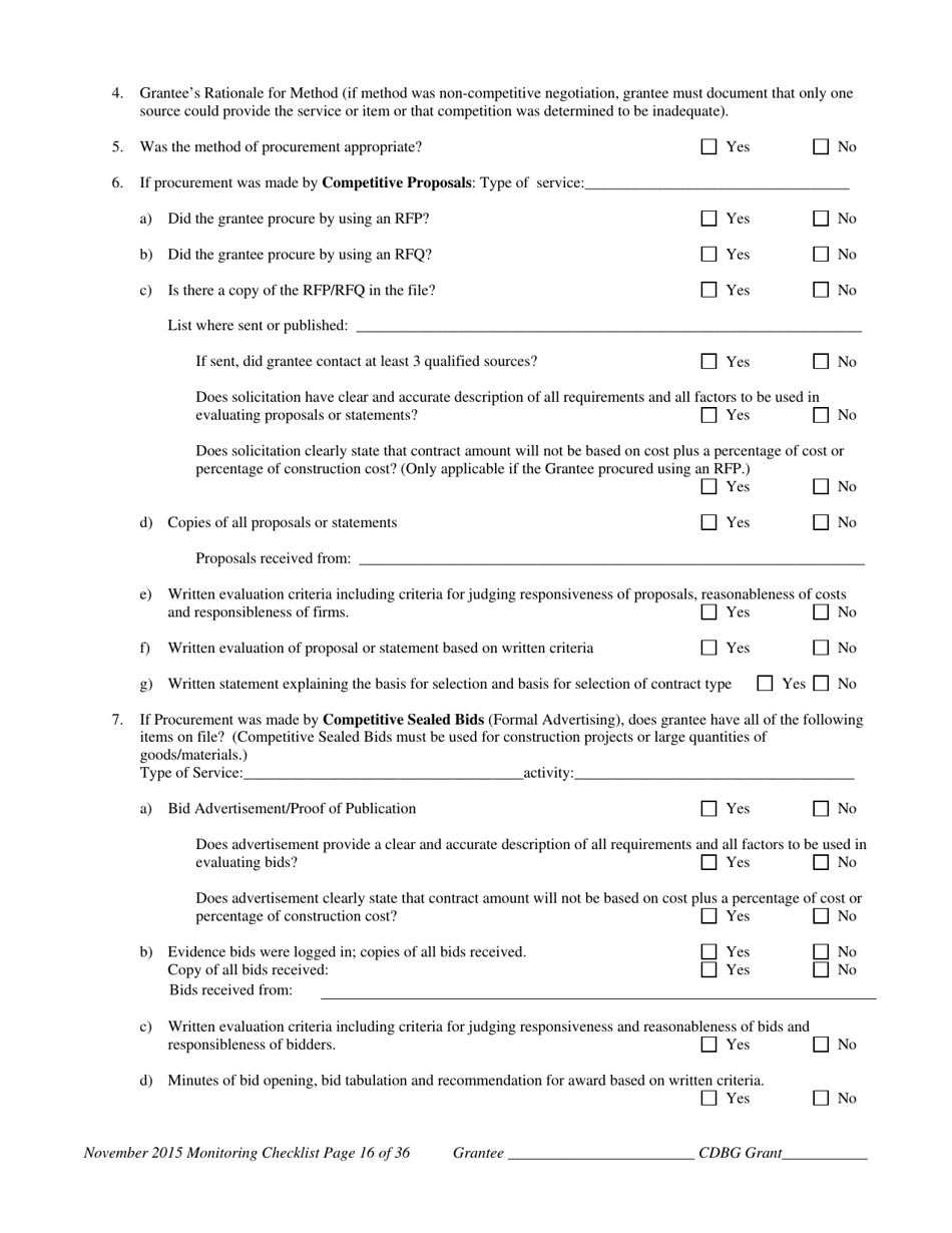 Community Development Block Grant Monitoring Checklist - Nebraska, Page 17