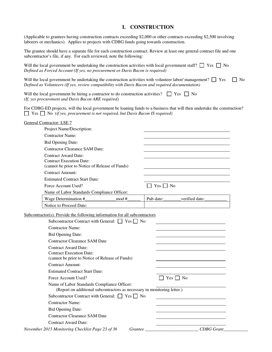 Community Development Block Grant Monitoring Checklist - Nebraska, Page 24