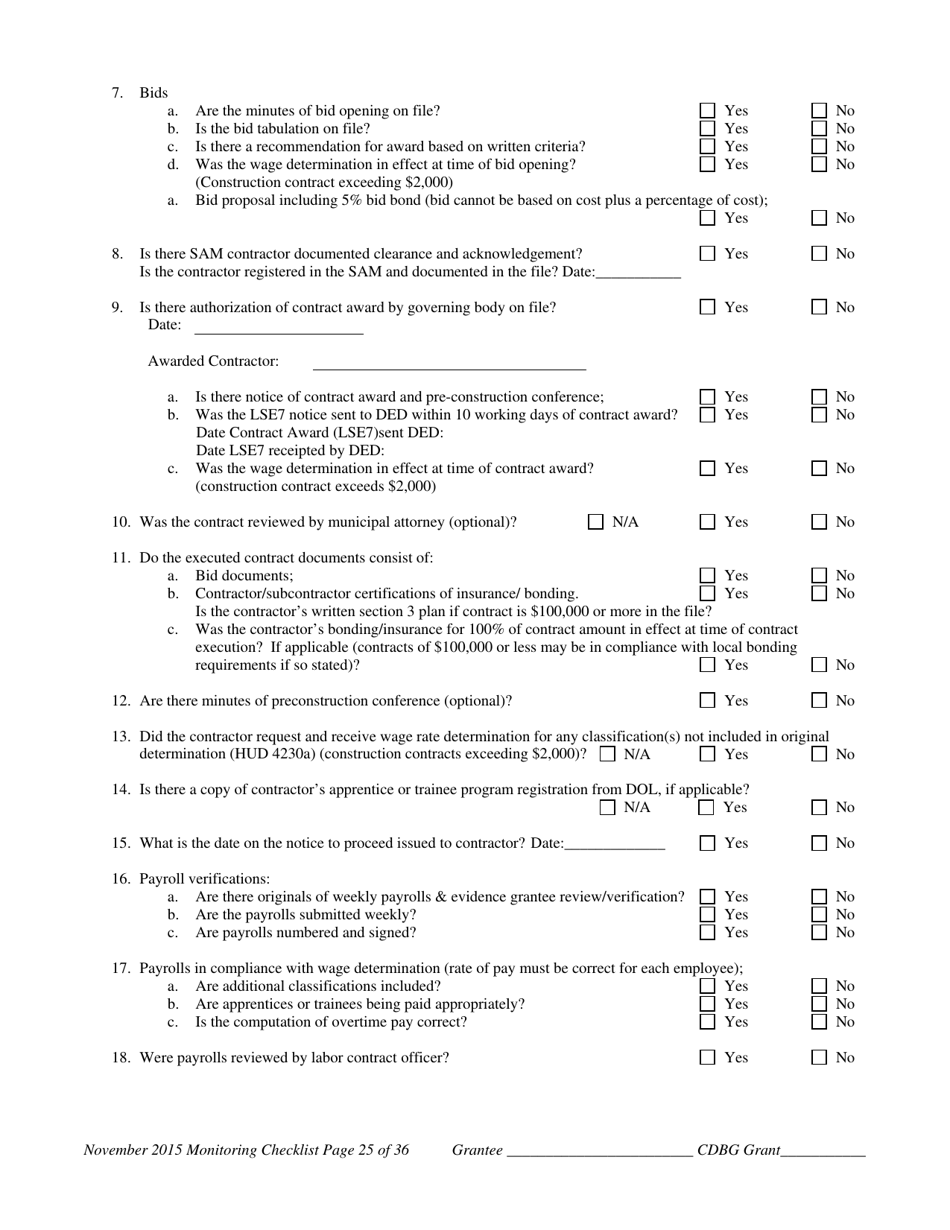 Community Development Block Grant Monitoring Checklist - Nebraska, Page 26