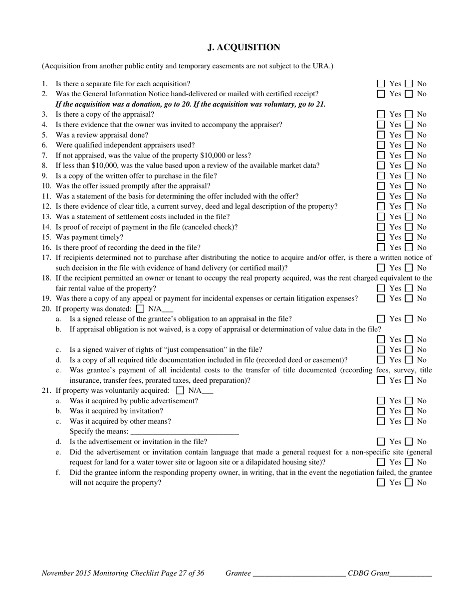 Community Development Block Grant Monitoring Checklist - Nebraska, Page 28