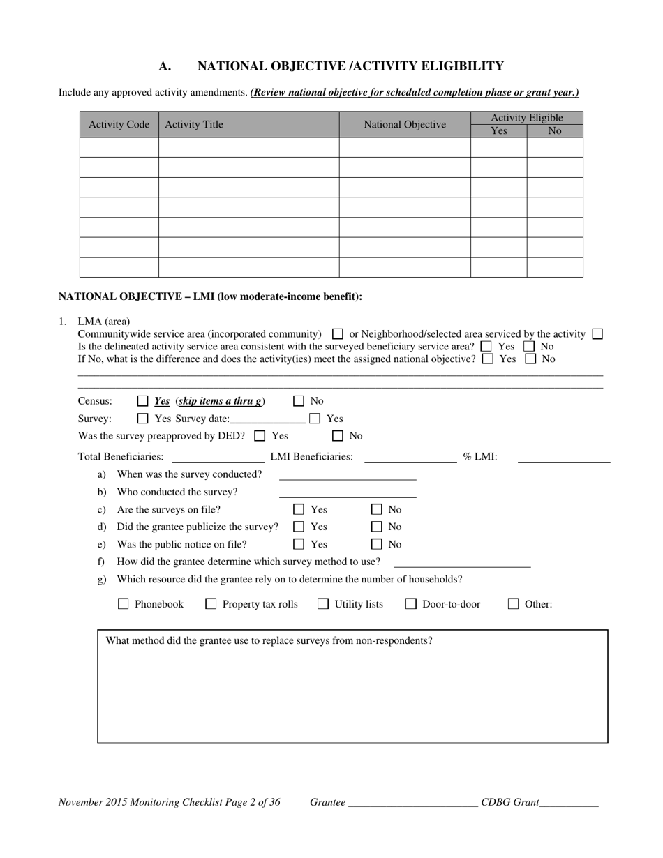 Community Development Block Grant Monitoring Checklist - Nebraska, Page 3