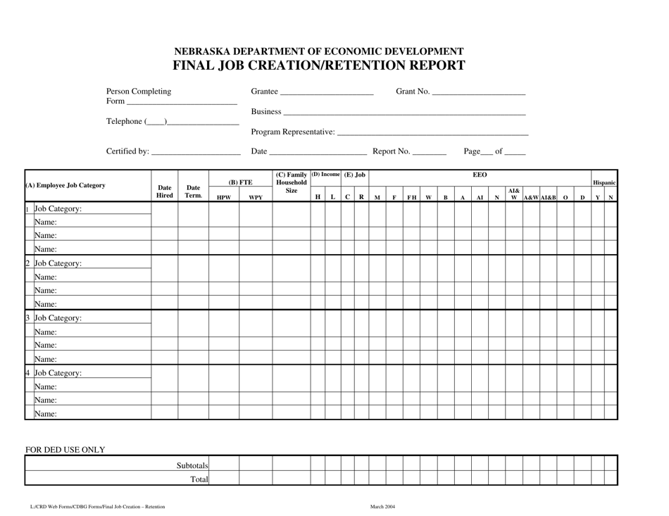 Final Job Creation / Retention Report - Nebraska, Page 3