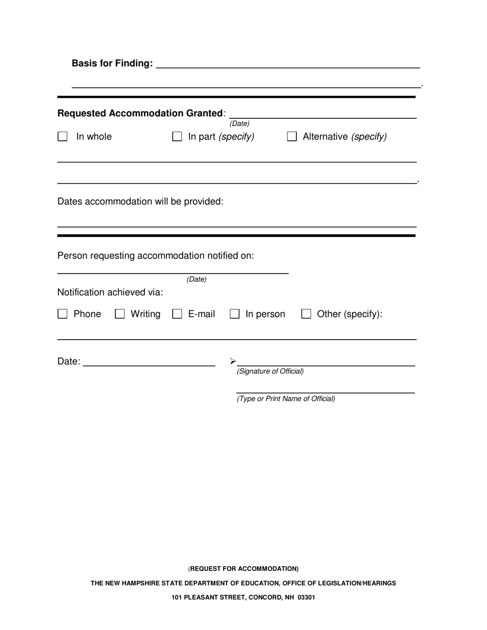 Request for Reasonable Accommodation - New Hampshire, Page 4