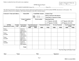 Document preview: Form PROC-6 M/Wbe Quarterly Report - New York