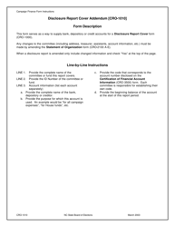 Document preview: Instructions for Form CRO-1010 Disclosure Report Cover Addendum - North Carolina