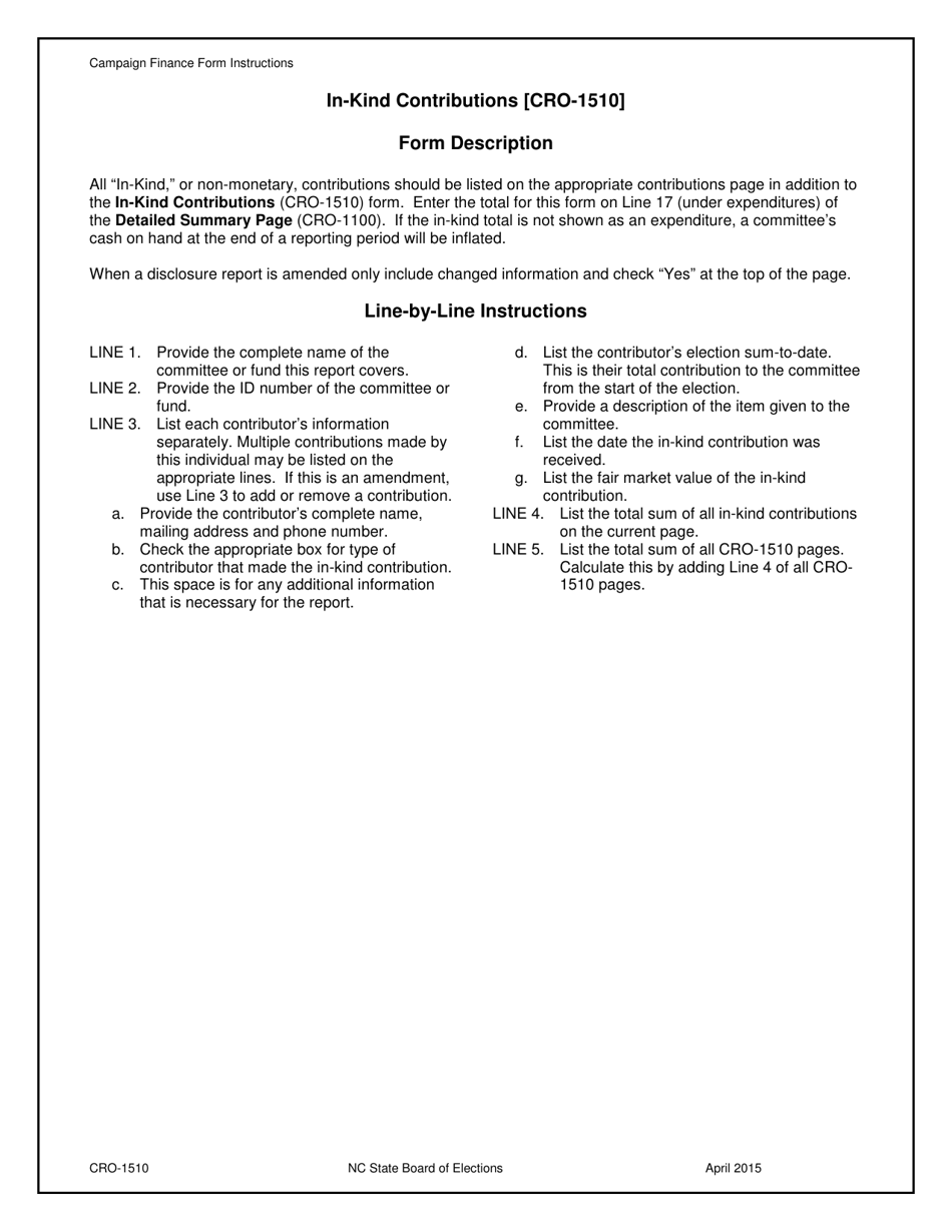 Download Instructions for Form CRO-1510 In-kind Contributions PDF ...