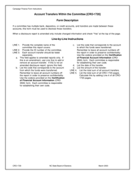 Document preview: Instructions for Form CRO-1720 Account Transfers Within the Committee - North Carolina