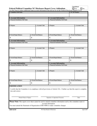 Document preview: Form CRO-4110 Federal Political Committee Nc Disclosure Report Cover Addendum - North Carolina