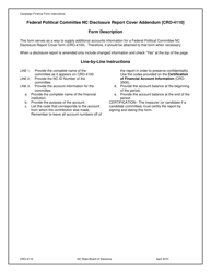 Document preview: Instructions for Form CRO-4110 Federal Committee Nc Disclosure Report Cover Addendum - North Carolina