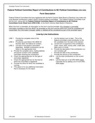 Document preview: Instructions for Form CRO-4200 Federal Political Committee Report of Contributions to Nc Political Committees - North Carolina