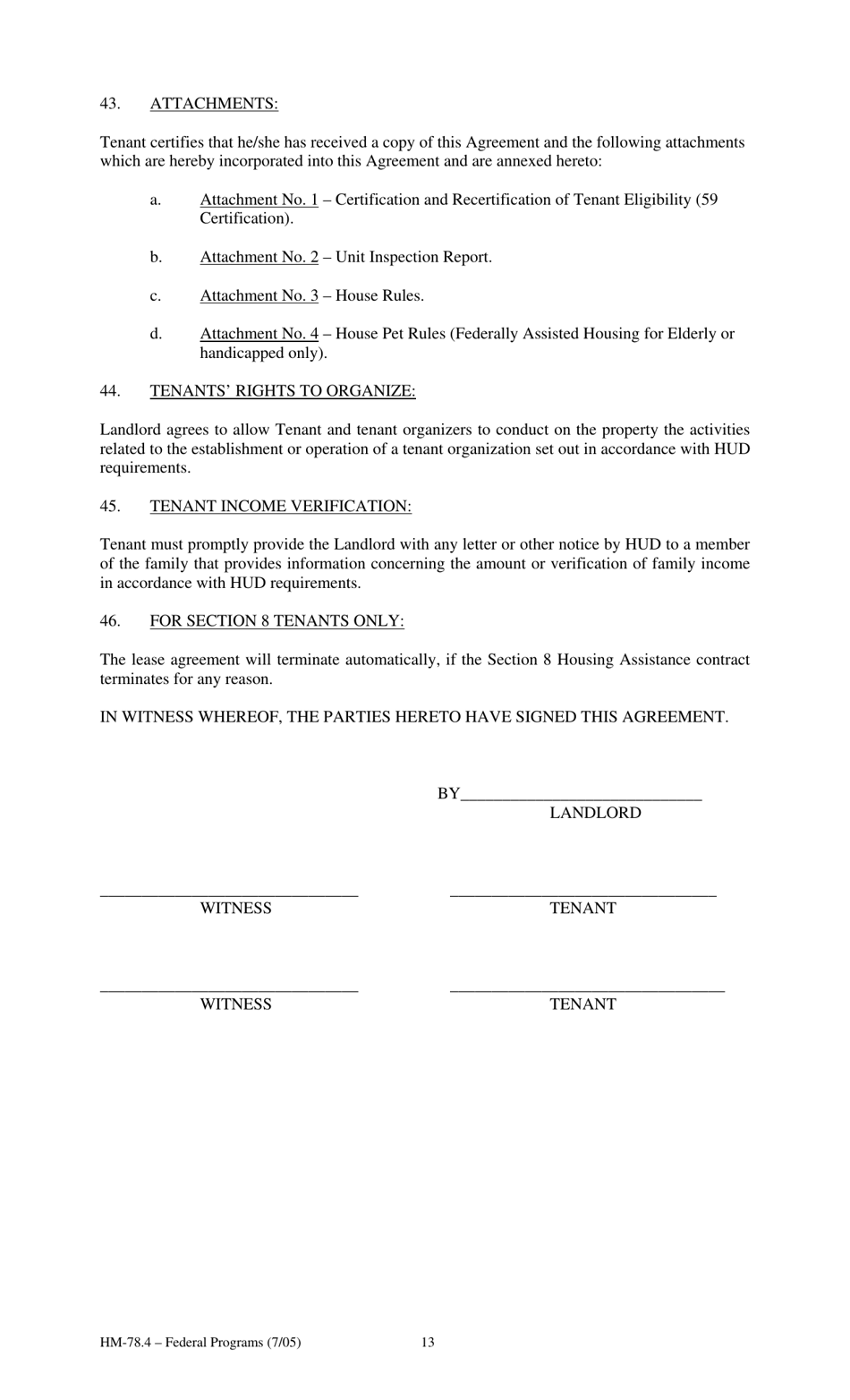 Form HM-78.4 Agreement of Lease, Federal Programs - New York, Page 13