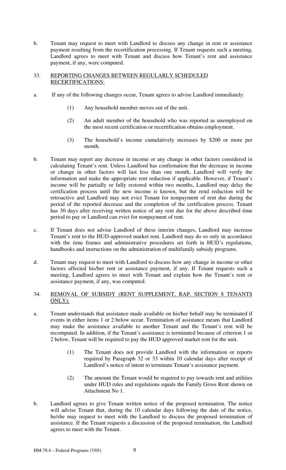 Form HM-78.4 Agreement of Lease, Federal Programs - New York, Page 9