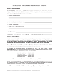 Form BC-10 &quot;Instructions for Claiming Unemployment Benefits&quot; - New Jersey