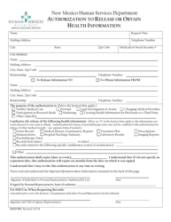 Form MAD093 Authorization to Release or Obtain Health Information - New Mexico