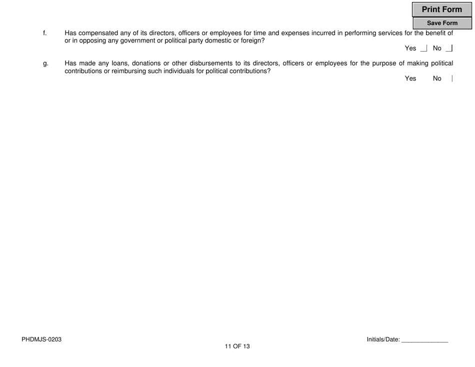 Form PHDMJS-0203 New Jersey Supplemental Form to Multi-Jurisdictional Personal History Disclosure Form - New Jersey, Page 11