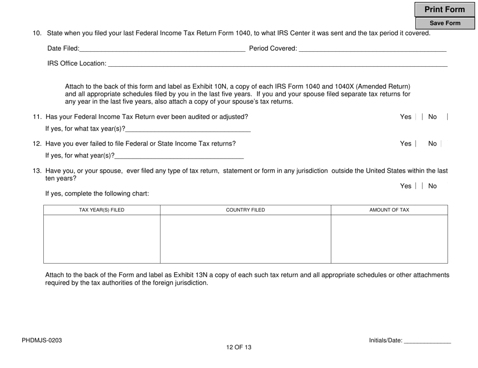 Form PHDMJS-0203 New Jersey Supplemental Form to Multi-Jurisdictional Personal History Disclosure Form - New Jersey, Page 12