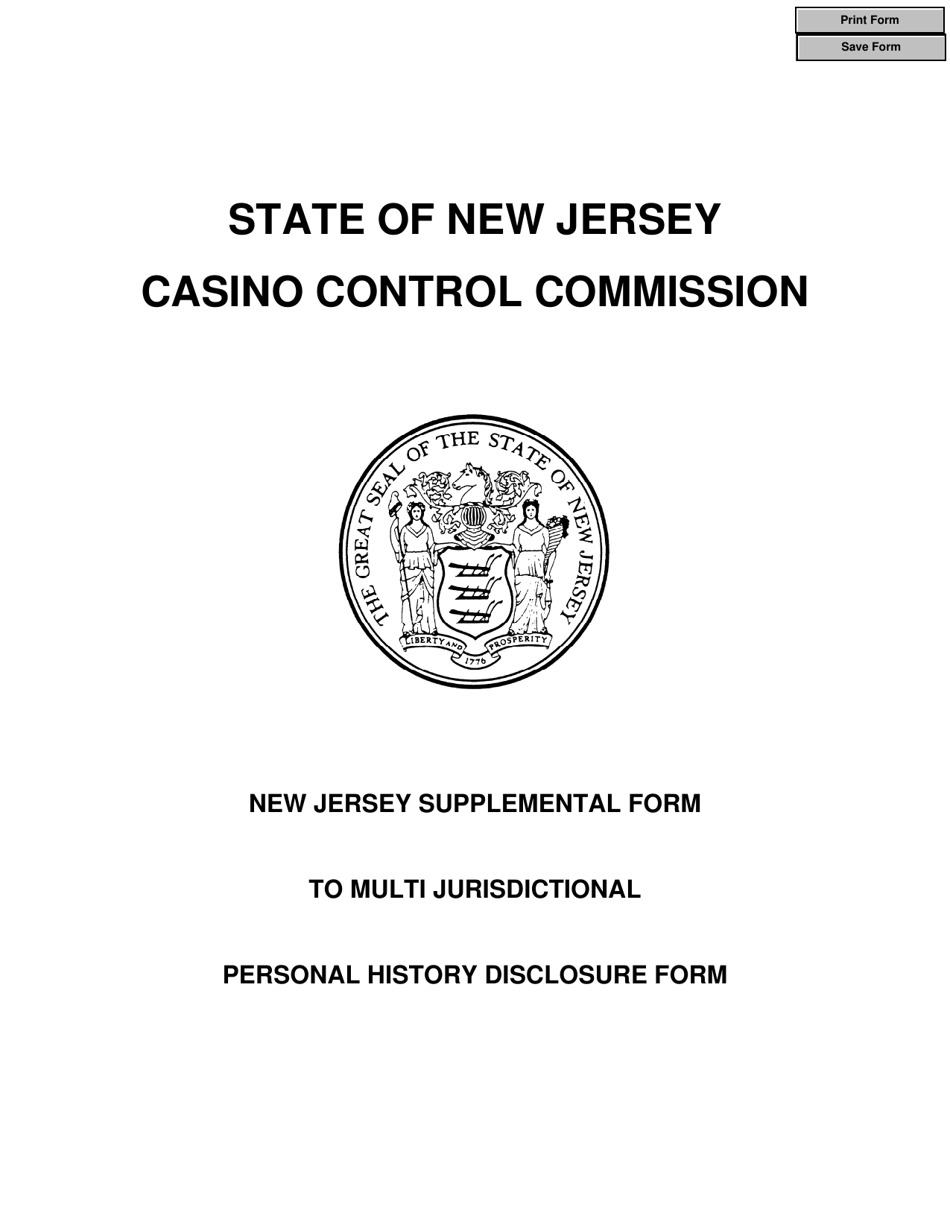 Form PHDMJS-0203 New Jersey Supplemental Form to Multi-Jurisdictional Personal History Disclosure Form - New Jersey, Page 1