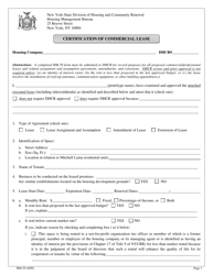 Document preview: Form HM-59 Certification of Commercial Lease - New York