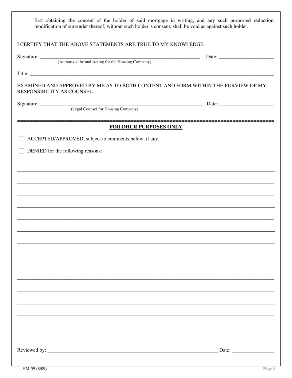 Form HM-59 Certification of Commercial Lease - New York, Page 4